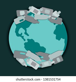 Earth pollution by plastic. Illustration.save the earth.