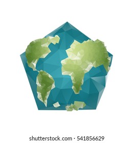 Earth Polygon. Planet geometric figure pentagon. Abstract universe.