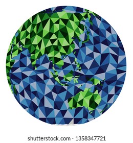 Earth polygonal map background low poly style green and blue colors vector illustration eps
