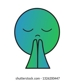 Earth prayer. Isolated icon, vector illustration.