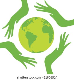 earth protected by hands. Design vector illustration