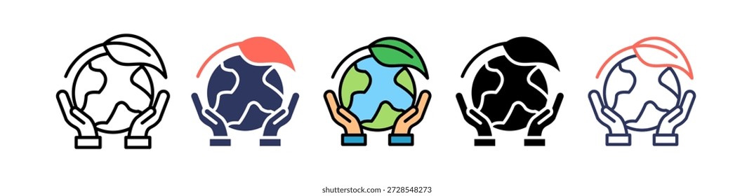 Ilustração vetorial múltipla do ícone da proteção da terra