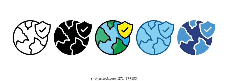 Conjunto de iconos de protección terrestre Colección de estilo múltiple