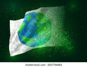 protección terrestre sobre el fondo verde del vector 3d con polígonos y números de datos