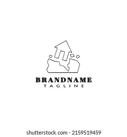 earth quake cartoon logo template icon design black modern simple vector illustration