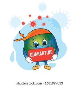 Earth with quarantine poster. World pandemic