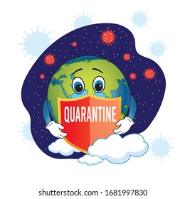 Earth with quarantine shield. World pandemic