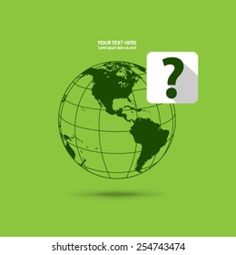 Earth and Question Mark Icon Background