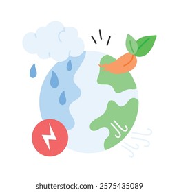 Earth with raindrop, symbolizing climate changes and the water cycle