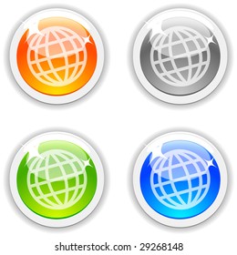  Earth realistic buttons. Vector illustration.