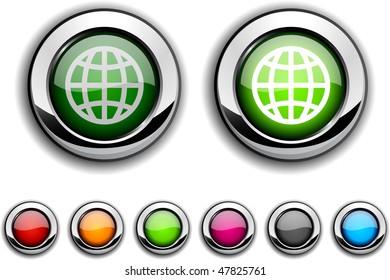 Earth realistic buttons. Vector illustration.