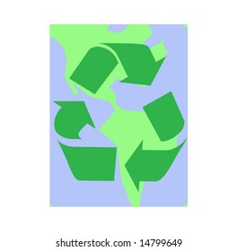 earth and recycle symbol vector background