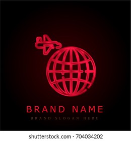 Earth red chromium metallic logo