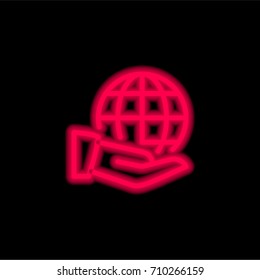 Earth red glowing neon ui ux icon. Glowing sign logo vector