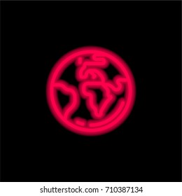 Earth red glowing neon ui ux icon. Glowing sign logo vector