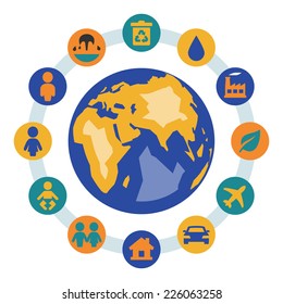 Earth related vector infographic, flat style