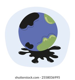 Earth representing environmental issues with oil spill and deforestation effects