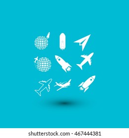 Earth and rocket icons