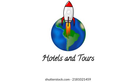 Logo de Earth and Rocket. ilustración vectorial