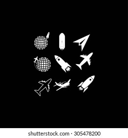 Earth and rockets icon