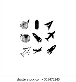 Earth and rockets icon