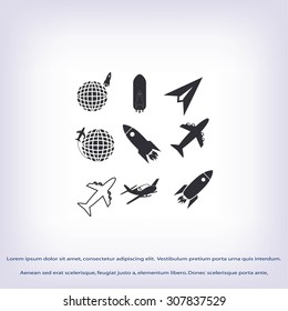 Earth and rockets icon