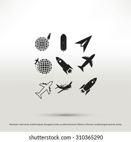 Earth and rockets icon
