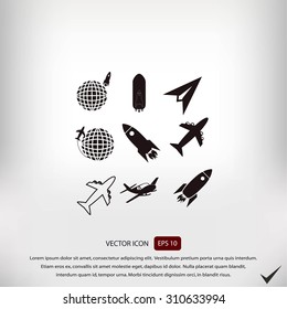 Earth and rockets icon