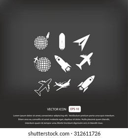 Earth and rockets icon