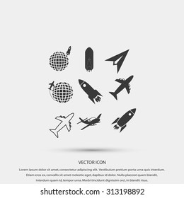 Earth and rockets icon