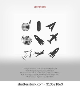 Earth and rockets icon