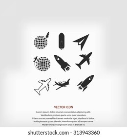 Earth and rockets icon