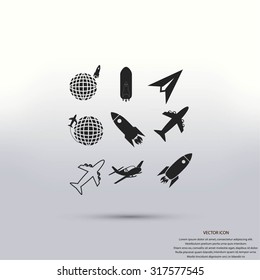 Earth and rockets icon