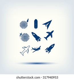 Earth and rockets icon