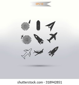 Earth and rockets icon