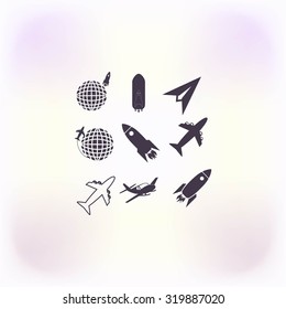 Earth and rockets icon