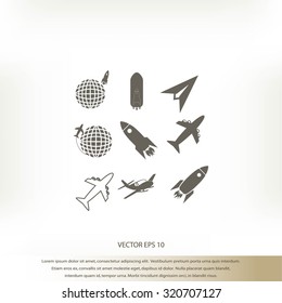 Earth and rockets icon
