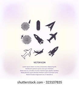 Earth and rockets icon