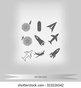 Earth and rockets icon