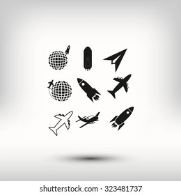 Earth and rockets icon