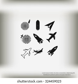 Earth and rockets icon