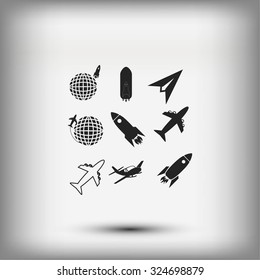 Earth and rockets icon