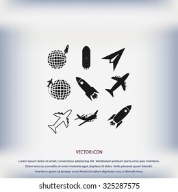 Earth and rockets icon