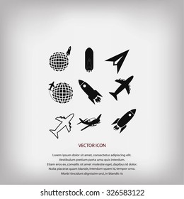 Earth and rockets icon