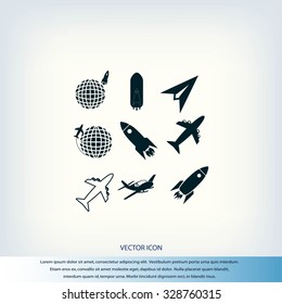 Earth and rockets icon