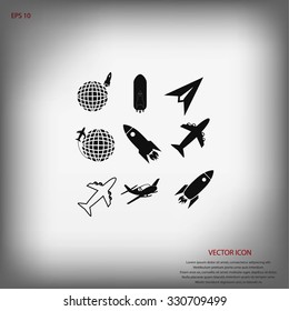 Earth and rockets icon