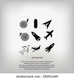 Earth and rockets icon