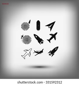Earth and rockets icon