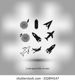 Earth and rockets icon