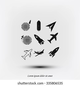 Earth and rockets icon